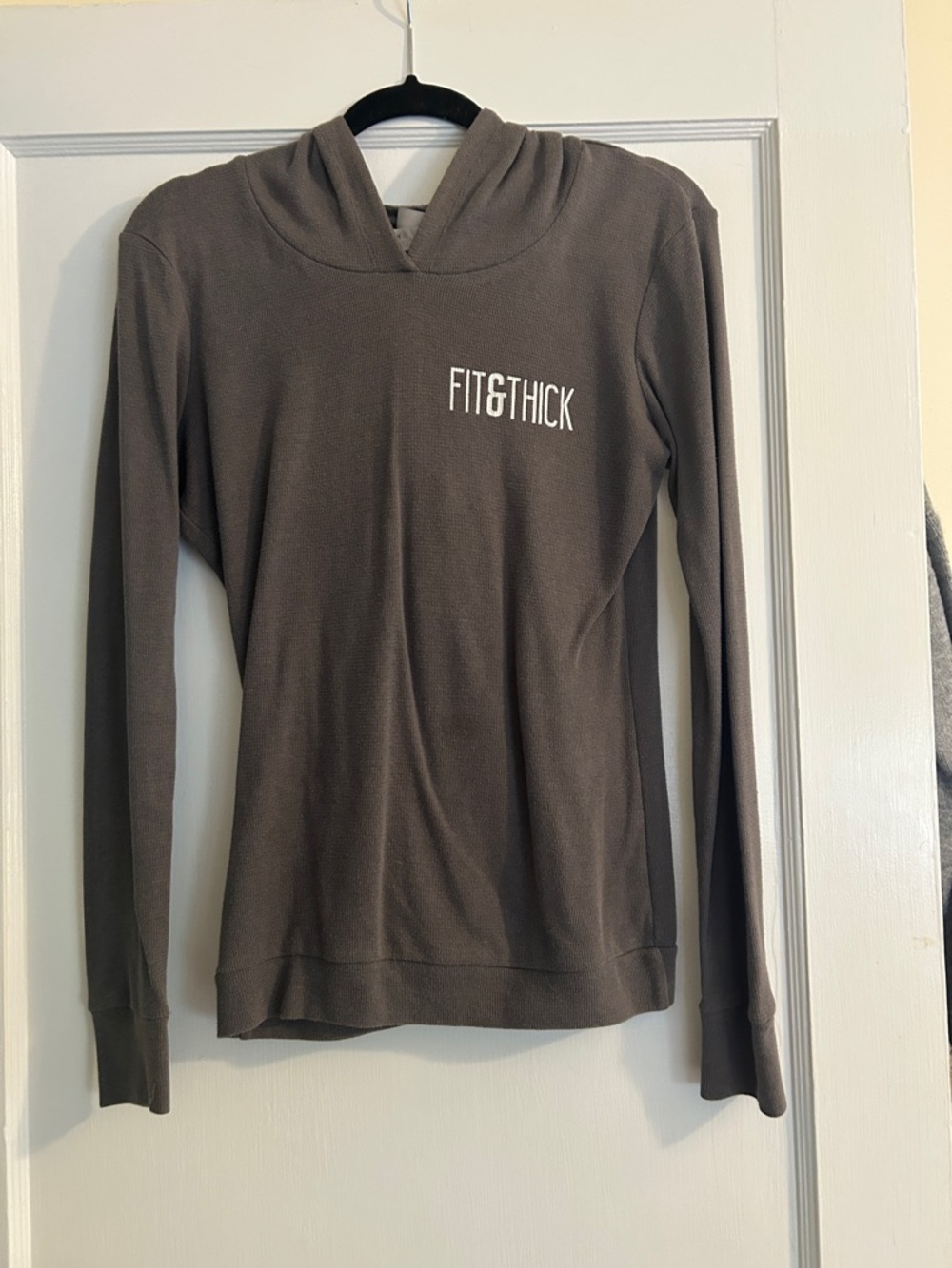 Next Level Apparel Brownish Gray Hooded Pullover with 'FIT&THICK' Logo